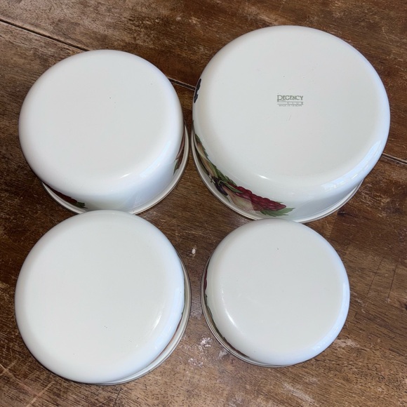 Regency Club enamelware nesting bowl set fruit pattern vintage Granny chic READ